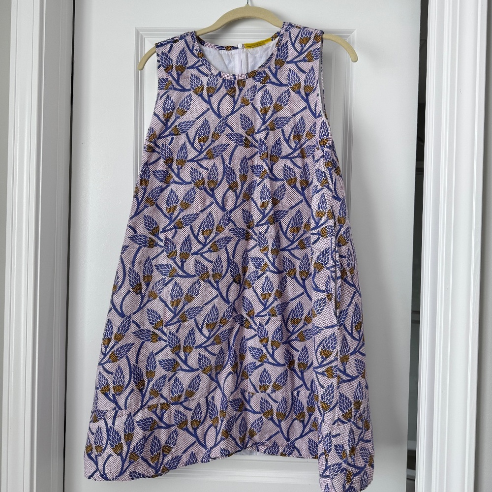 Roberta Roller Rabbit Floral Wheat Print Sleeveless A-Line Mini Dress, Size S
